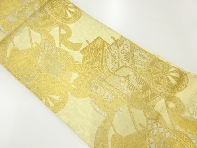 アンティーク　御所車模様織出し袋帯（材料）